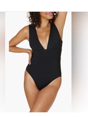Andie Mykonos Women’s Black One Piece Plunge Swimsuit Size XL